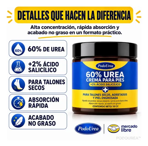 Podourea Crema Hidratante Para Pies Y Talones Secos 60% Urea 50cc