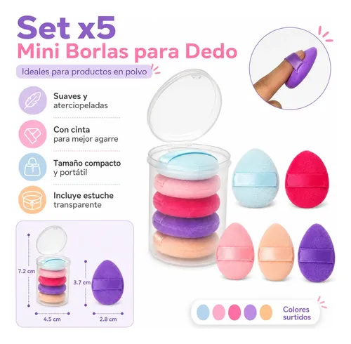 Set X5 Mini Esponja Puff Para Dedo Maquillaje En Polvo