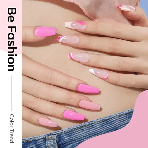 Modelones Set Gel Uñas 6 Colores Pink White