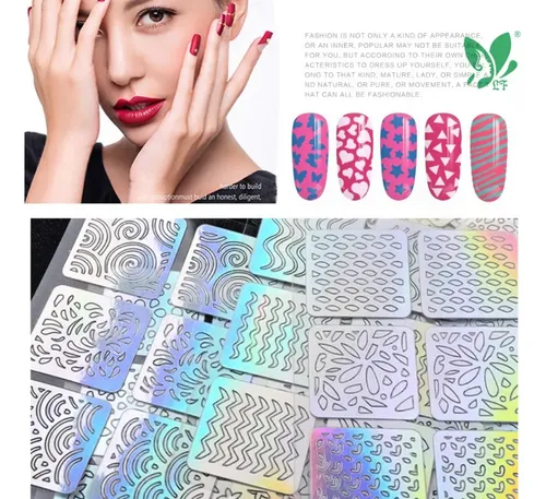 Set De Pegatinas Huecas Para Uñas, 6/12/24/26 Unidades