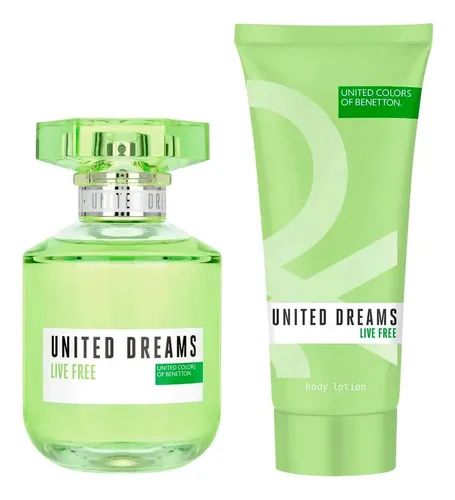 Perfume United Dreams Live Free Benetton Mujer Cofre 80 Ml + Body Lotion 75 Ml