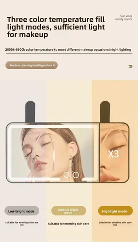 Espejo De Maquillaje P/ Auto Touch Con Luces Led Parasol N2