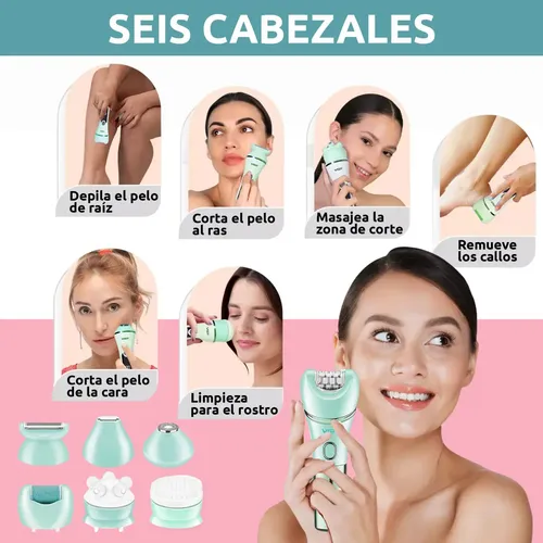 Depiladora Corporal Con Exfoliador 7 en 1 Vgr V-756 Ipx7 Turbo Color Verde