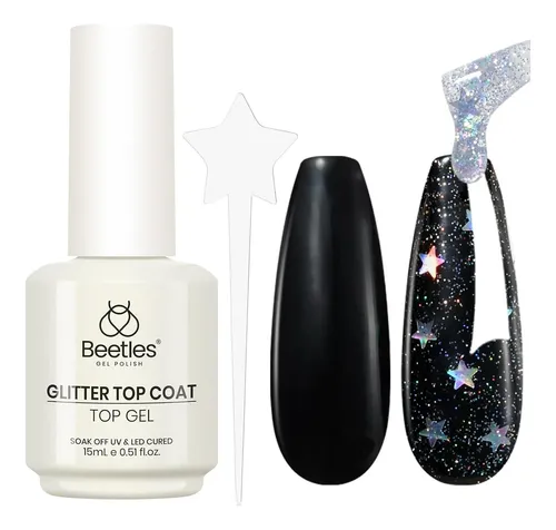 Capa De Uñas Con Purpurina Beetles 15ml Top Coat Glitter