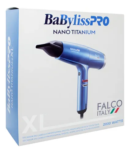 Babyliss Pro Secador De Pelo Falco Italy Nano Titanium Xl Color Celeste 2000w