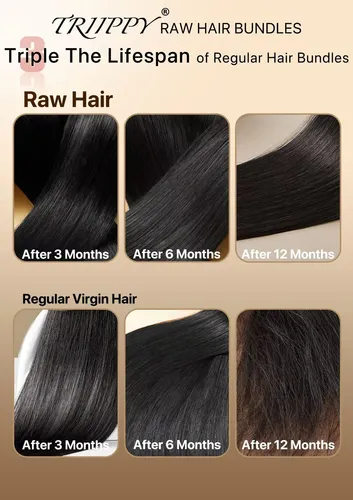 Hair Bundles Triippy, Pelo Camboyano 100% Crudo, Liso, 18 Cm