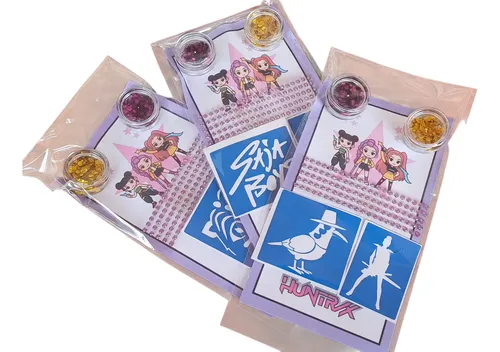 Kit Set Maquillaje Guerrera K-pop Strass Glitter Sténcil
