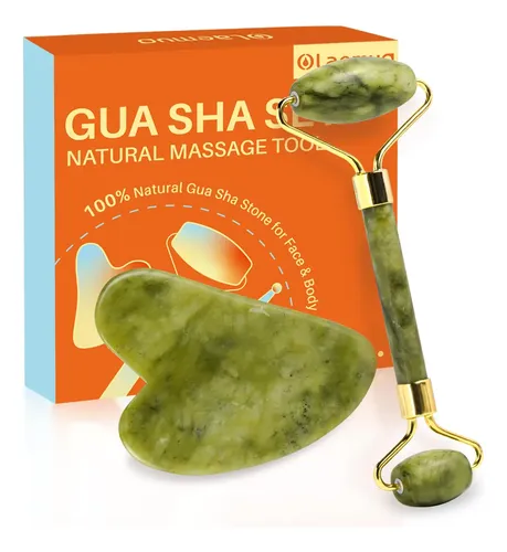 Set De Rodillos Gua Sha Y Face Olaemuo Jade Para Reducir La