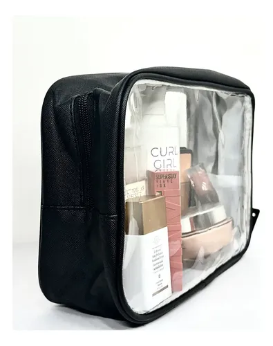 Portacosmetico Neceser Maquillaje Mediano Transparente P2108 Negro Lisa