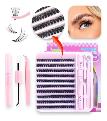 Kit Extensión Pestañas Postizas Adhesivas Cluster Diy