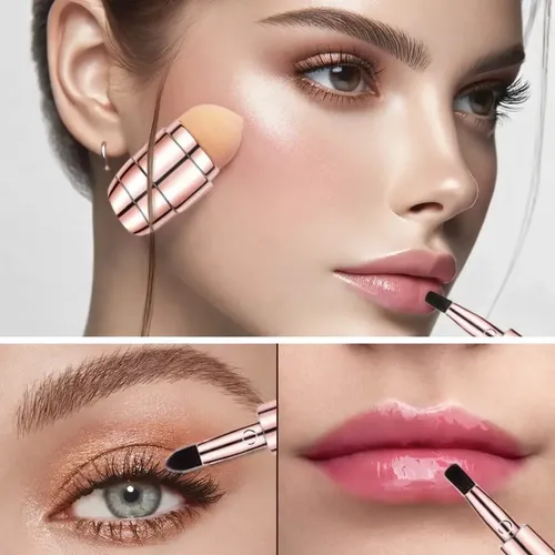 Brocha Maquillaje 4en1 Viral Set De Brochas Portatil