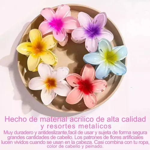 Hebillas Para El Pelo Flor Plumeria X12 Mujer Color Mixto