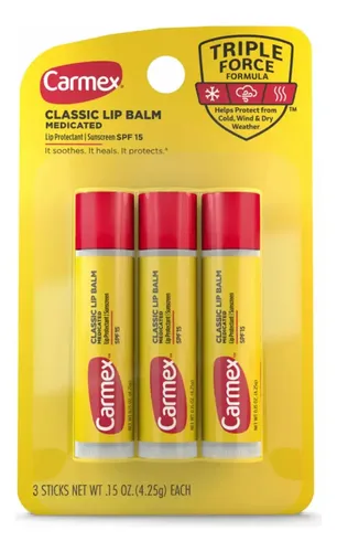 Carmex Classic Lip Balm Medicated Pack X3 – Spf15 – Original