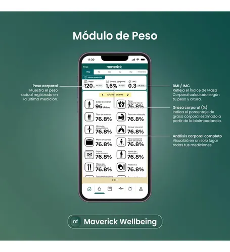 Balanza Corporal Inteligente Maverick Smartscale4 Blanco