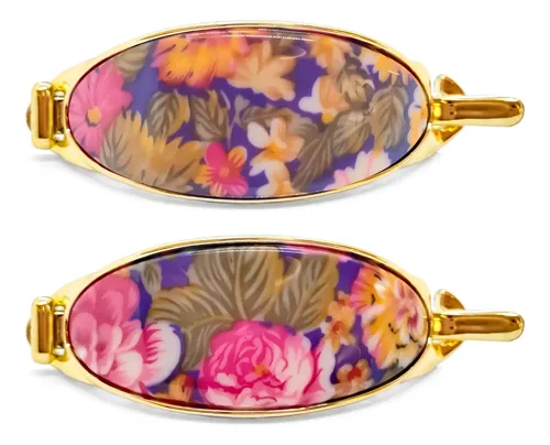 Hebilla Para Cabello Grandes Con Diseño Floral X 12 Unidades