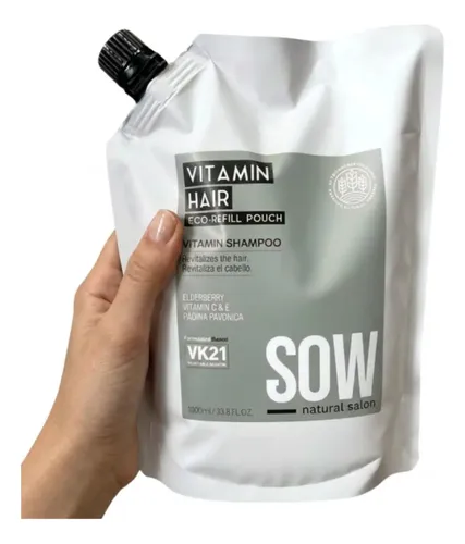 Refill Shampoo Sin Parabeno Sow Vitamin Hair 1000ml 3c