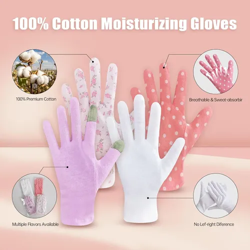 Guantes Algodón Hidratantes Morados Para Eczema 12 Pares