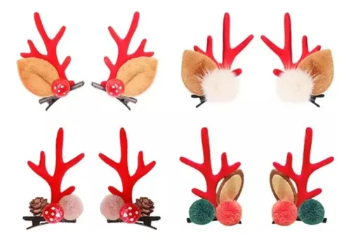 8 Pinzas Navideñas Para Niñas, Accesorios Para El Cabello