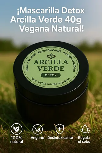 Mascarilla Detox Arcilla Verde 40g Vegana Natural