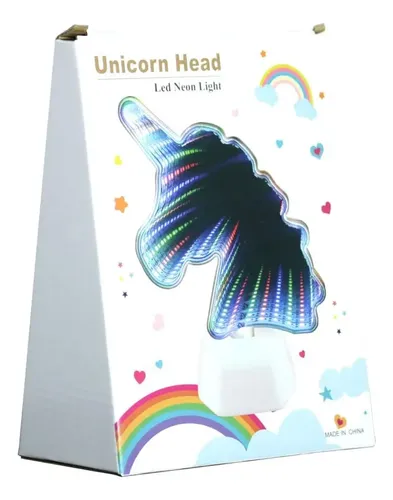 Lámpara Led Espejo Infinito 3d Unicornio Doble Luz