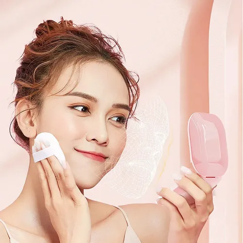 Espejo De Maquillaje De Viaje Recargable Con Led De Doble Cara, Color Rosa