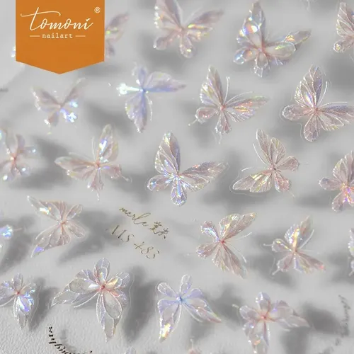 Adhesivos Para Uñas Con Forma De Mariposa Iridiscente, Diseñ