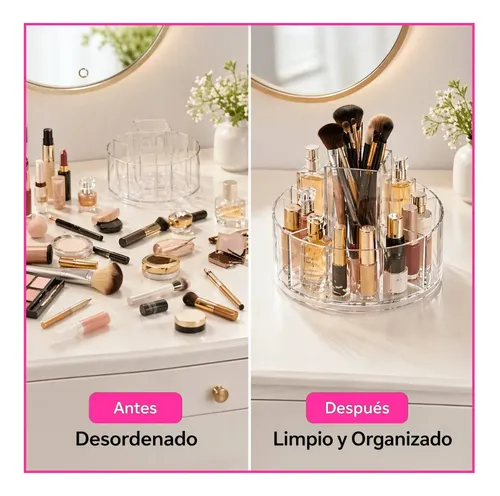 Organizador Acrílico Giratorio Maquillaje Cosmeticos Cremas