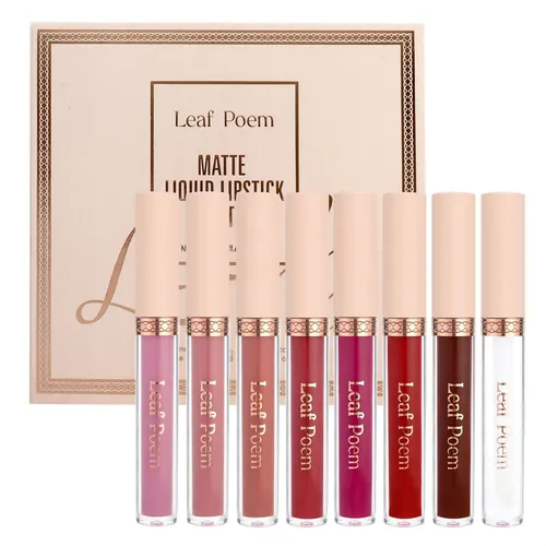 Kit De 8 Brillos Labiales Mate De Larga Duración Make 8-piece Set