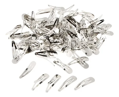 2 Lote De 100 Pinzas De Pelo De Metal Plateado De 50 Mm Con