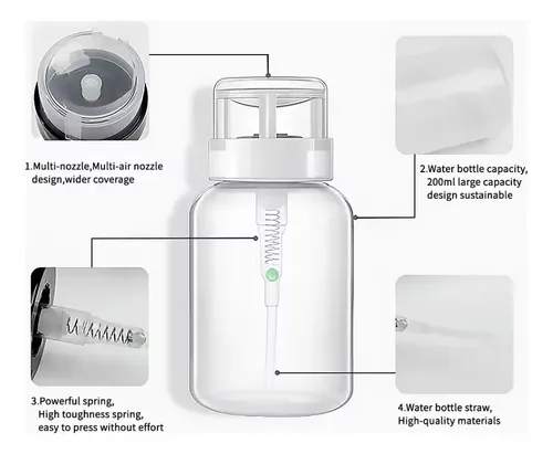 Dosificador De Liquidos De 250ml  A Presion Para Manicurista