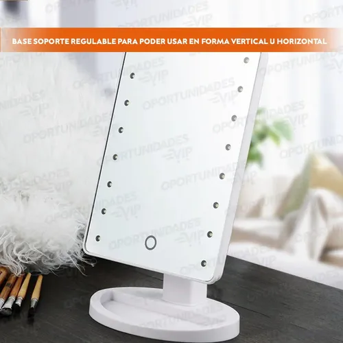 Espejo Rectangular Maquillaje 16 Luces Leds 360 A Pila