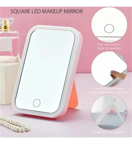Espejo De Maquillaje Led Recargable Con Luz Táctil T2