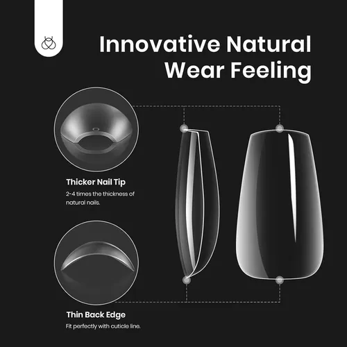Kit Uñas Acrílicas Cortas Transparente 510 Piezas Diy