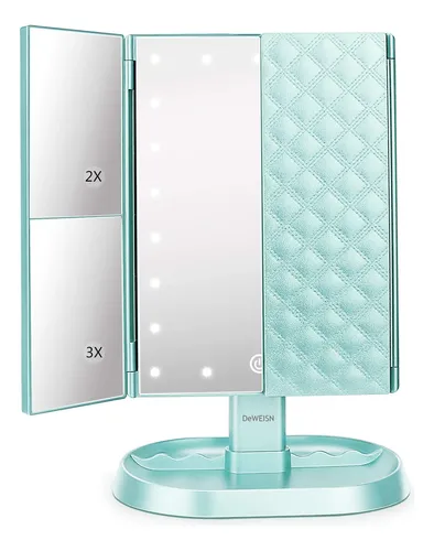 Espejo De Maquillaje Deweisn Trifold Con Luz Led Verde