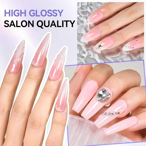 Set Gel Base Y Top Coat Brillo Diamante 15ml Uv Led
