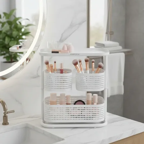 Organizador Maquillaje Porta Cosmetico Brochas Giratorio Kr