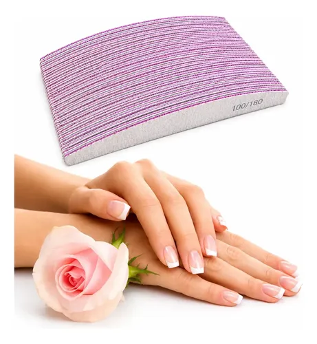 Nail Art Lima Blanca Gel Acrílico 100/180 Uñas 2 Unidades