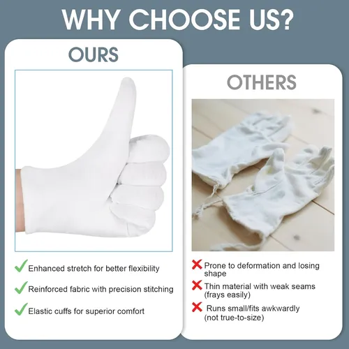 Guantes Algodón Blancos Hidratantes Para Manos Secas Eccema
