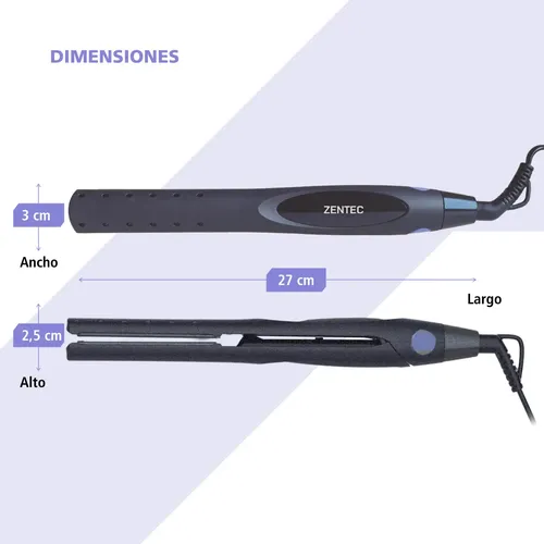 Plancha de Pelo Zentec PPZ-611 2 en 1 Cerámica 215°C Negro