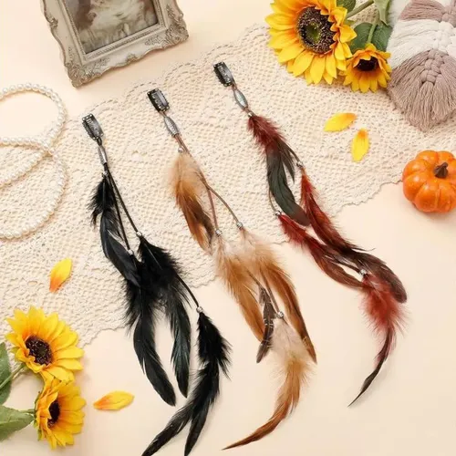 3 Pinzas Para El Pelo Con Forma De Plumas, Extensiones De Ca