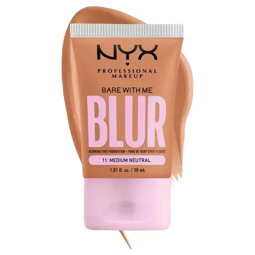 Base de Maquillaje Líquida NYX Professional Makeup Bare With Me Blur para Tono Medium Neutral con Acabado Mate, 30 mL