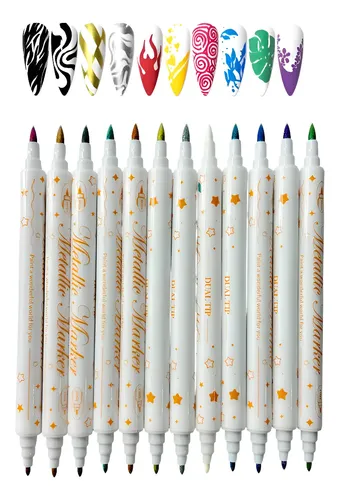 Set X12 Marcadores Para Uñas Decoración Líner Pincel Fibra