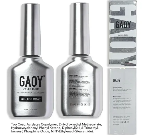 Top Coat De Gel Glitter Gaoy 16 Ml Plateado Iridiscente