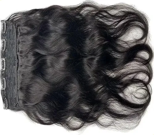 /. Aplica Tictac, Cabello Humano Ondulado Negro, 40 Cm, .