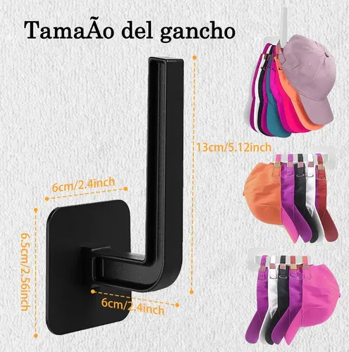 Gancho Organizador Gorras Ganchos Y Percheros En 6pc Negro