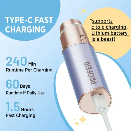 Dispositivo De Depilación Eléctrico Profeir Pf7 Para Mujeres Light Blue And Rose Gold