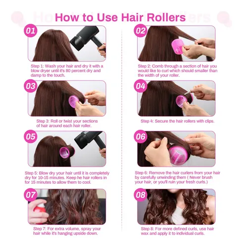 Selizo Juego De Rulos Jumbo 24 Piezas Rosa Volumen Cabello