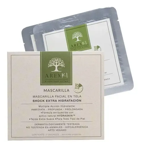 Mascarilla Facial Hidratante de Tela Arex Para Todo Tipo de Piel X2
