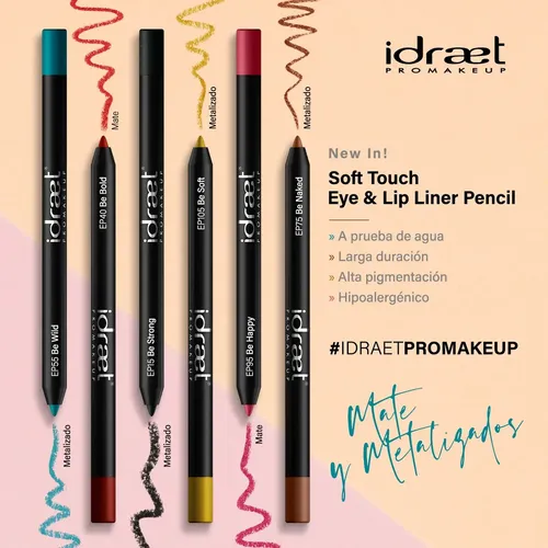 Lápiz Delineador De Ojos Eye Pencil Soft Touch Colors Idraet Color Chocolate (Be Naked) Efecto Metálico