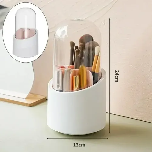 Organizador Giratorio Brochas Maquillaje Pinceles Capsula Color Blanco